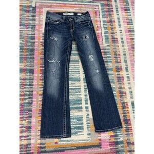 BKE Denim CULTURE 27x31 1/2 Dark Medium Wash Distressed Zip Fly Straight Leg